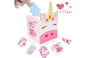 Myersmas Valentine Boxes for Kids 33 Pieces Unicorn Valentines Day Cards and Valentine Mailbox for Classroom Exchange Party Supplies (1 Unicorn Mailbox, 32 Valentine Cards, 1 Teacher Card) (Style B)