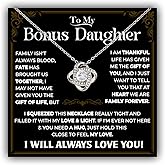 Bonus Daughter Necklace From Stepdad, Step Daughter Gift From Stepmom, Stepdaughter Necklace From Step Dad, Christmas Birthday Anniversary Necklaces With Message Card For Stepdaughter