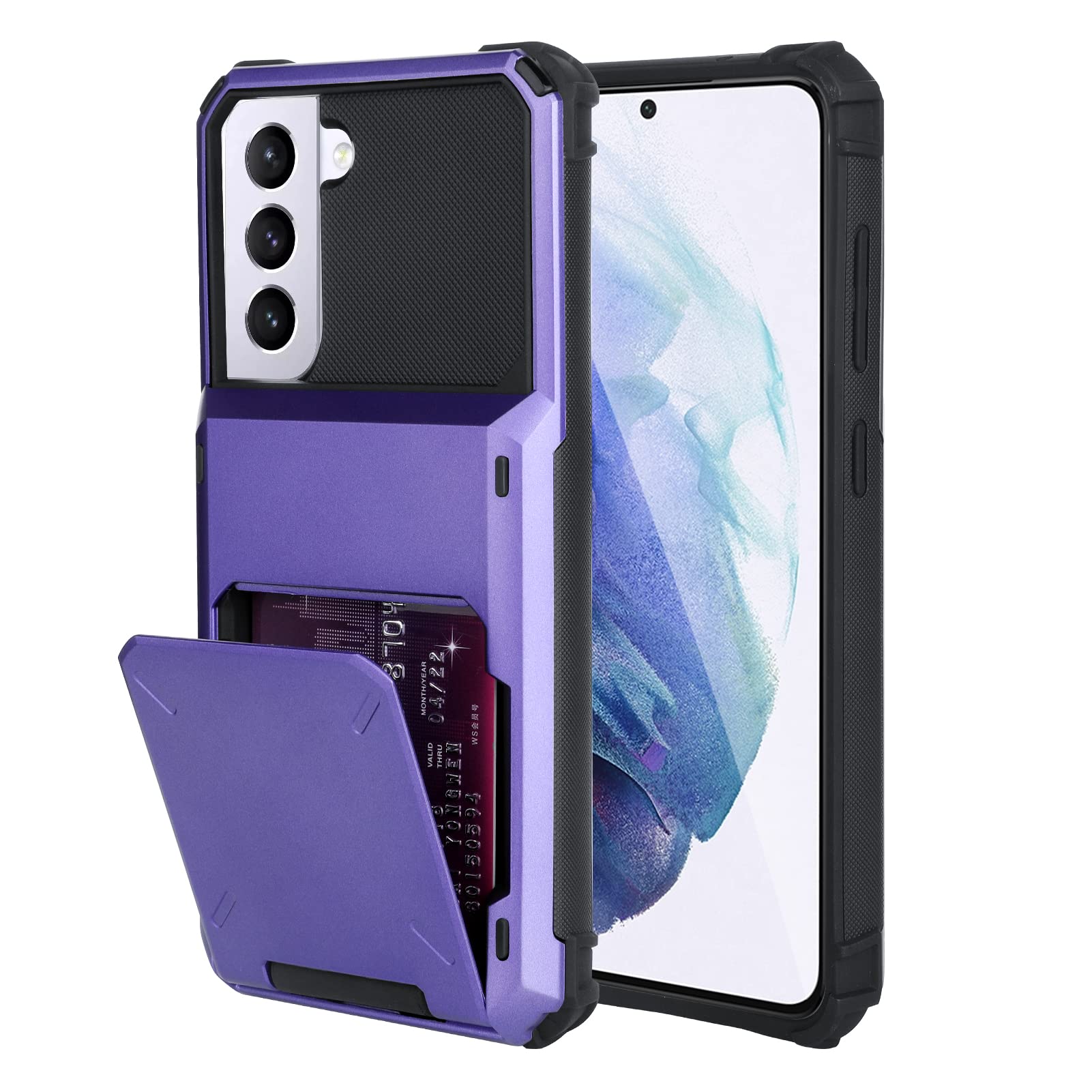Marphe Wallet Case for Samsung Galaxy S23 FE Case with 4 Card Credit Card Holder Slot Shockproof Cover Hybrid Heavy Duty Protection Armor Phone Case Compatible with Samsung S23 FE, Purple