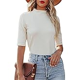 Cizayoi Short Sleeve Mock Turtleneck Knit Tops Capsule Wardrobe for Women 2026