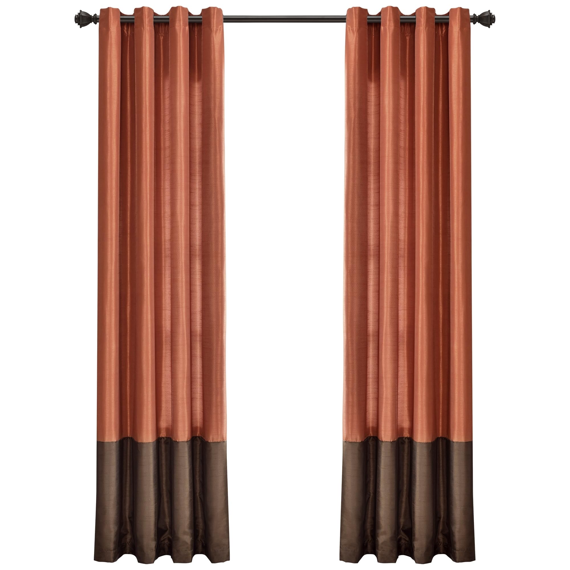 Lush Decor Prima Grommet Light Filtering Window Curtain Panels Pair 54" W x 108" L Brown & Rust - Long Curtains for Bedroom - Brown Living Room Curtains Image