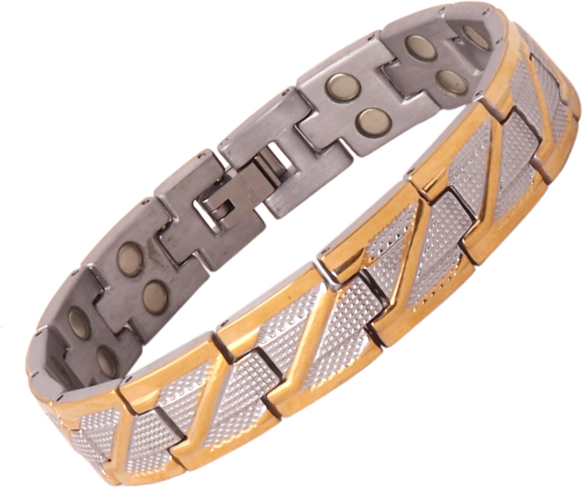 Amazheal Bio Magnetic Latest Therapy Double Ton Titanium Metal Bracelet For Men & Women