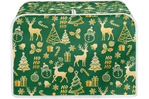 ASQVTIFE Christmas Toaster Covers 2 Slice Wide Slot for Home Christmas Kitchen Decor Green Toaster Oven Covers for Kitchen Counter Kitchen Bakeware Protector Foldable Accessories