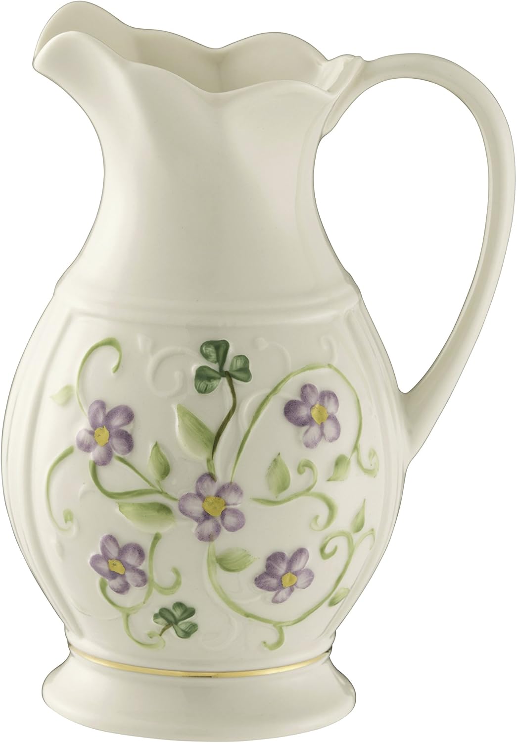 Belleek Pottery Floral Irish Flax Pitcher