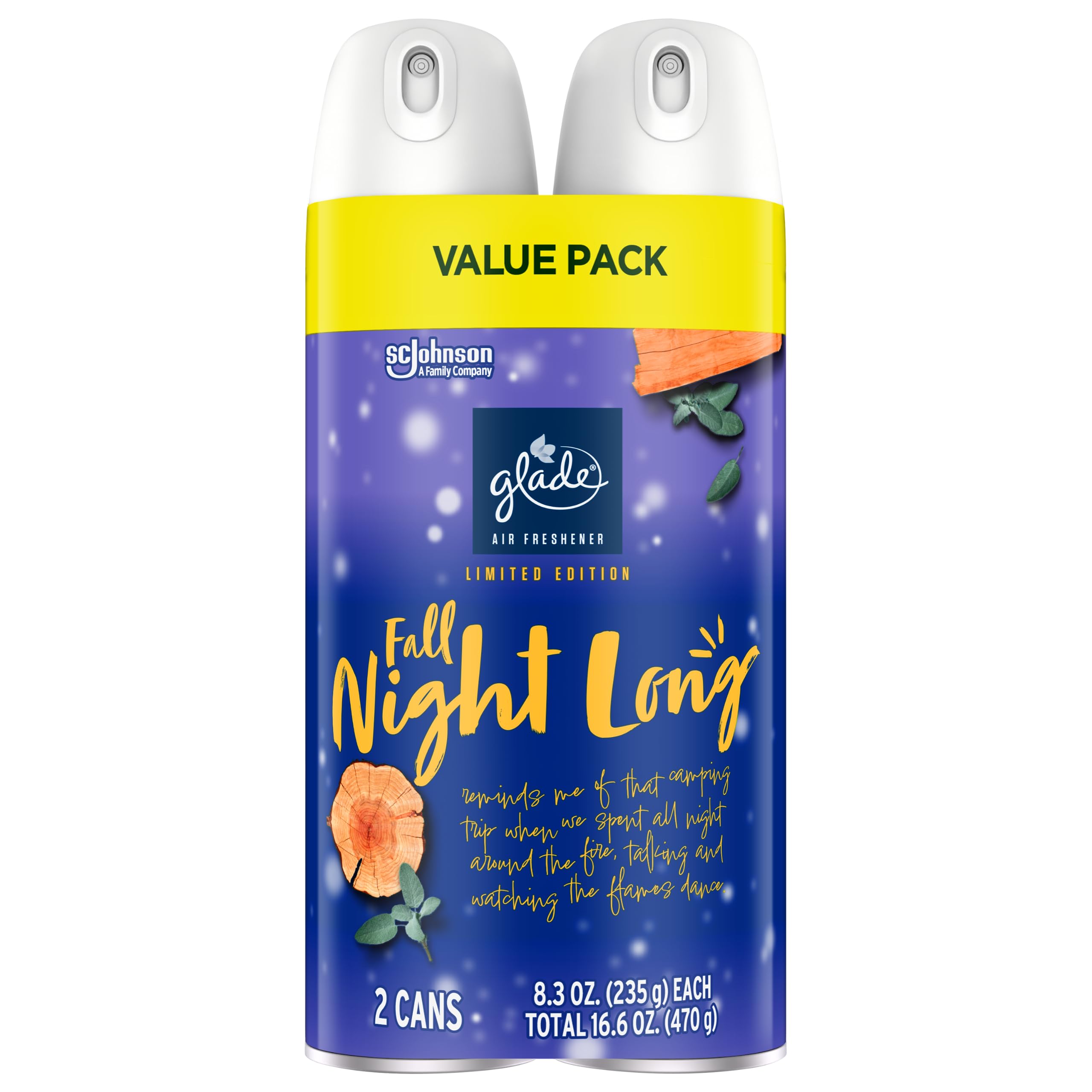 Glade Air Freshener Room Spray, Fall Night Long, 8.3 oz, Limited Edition Scent, 2 Count