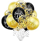 SHUNTAI 75th Birthday Balloons Black and Gold 75th Birthday Decorations for Men Women Happy 75 Birthday Latex Confetti Balloon 75 Years Old Theme Party Decor Supplies 15 Pack 12 Inch