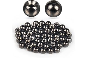 TG-DZURI Tungsten Beads for Fly Tying, 50pcs Tungsten Cyclops Beads 5 Colors 13 Sizes Fly Tying Materials Beads Hook Size 1#-24#