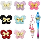 7 PCS Rhinestone Focal Beads for Pens, Glitter Sparkle Diamond Butterfly Shaped Bead for Jewelry Making,Large Crystal Rhinestone Beads Bulk for Keychain Bracelet Necklace DIY Handmade Crafting