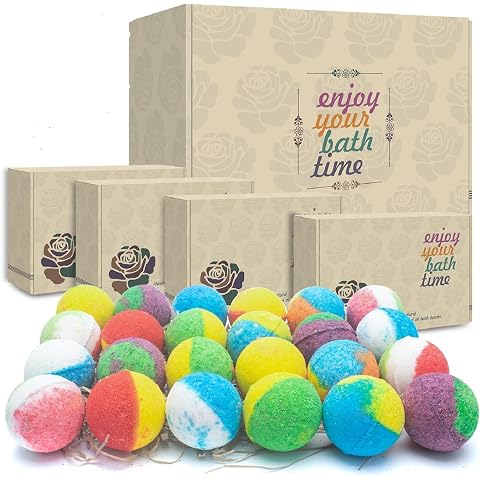 INTEYE Bath Bombs Gift Set, 24 Handmade Fizzies Rich in Essential Oil, Moisturize Dry Skin, Gifts idea for Kids, Her/Him, Wif