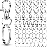 70PCS in 35 Sets, Swivel Lobster Claw Clasps, Key Chain Hooks and Large Key Ring, Premium Keychain Clips with Key Rings, Snap Hooks for Making Kit, Jewelry Crafts, HnoaTovy (Silver)