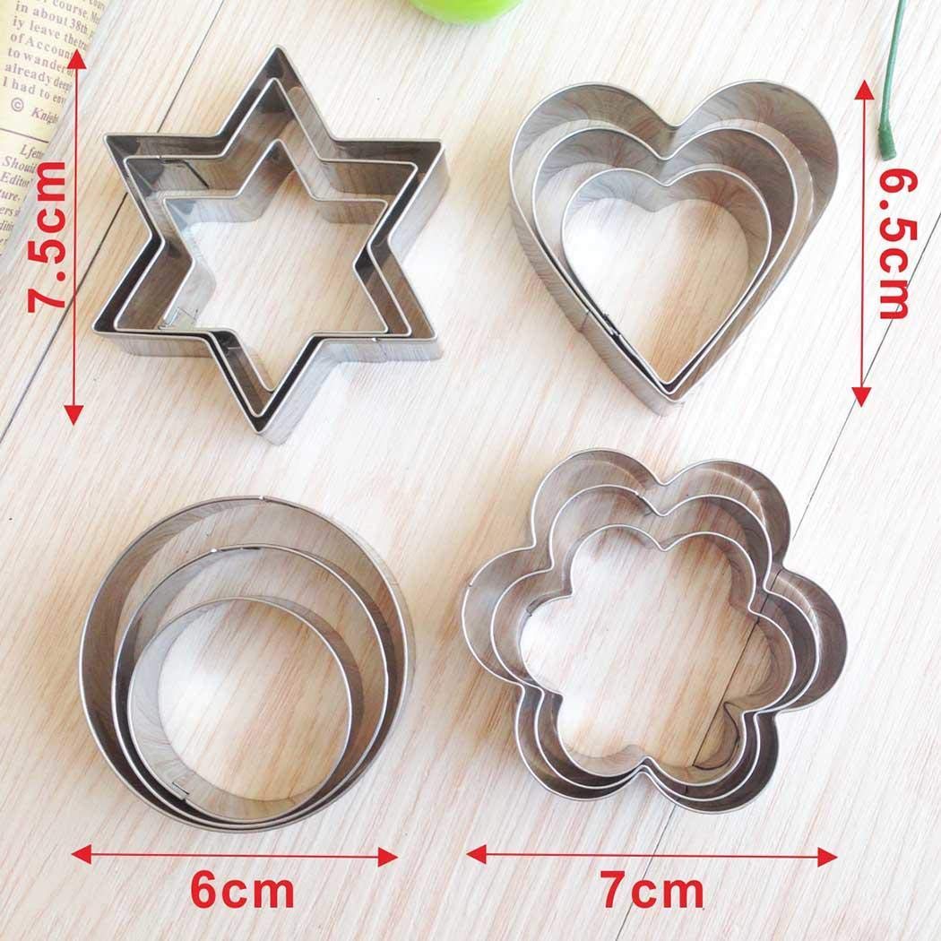 Lazinem 12PCS Baking Mould Cake Star Heart Flower Cutter Cookie DIY Mold Kitchen Tools Cookie Cutters