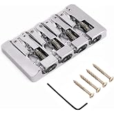 4 String Bass Bridge A Style Top Load and String Through Body Bridge Chrome | Zinc Saddles, for Electric Jazz Bass P Bass, High Mass