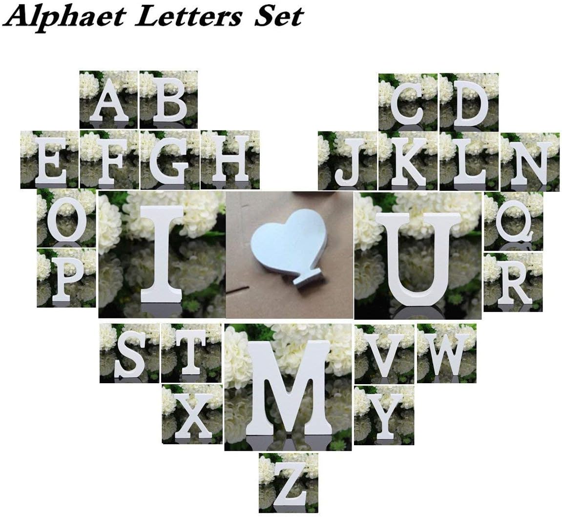 Freeas Decorative Wood Letters Set, 28 Pcs from A-Z with Hear and & for Children Baby Name Girls Bedroom Wedding Brithday Party Home Decor-Letters