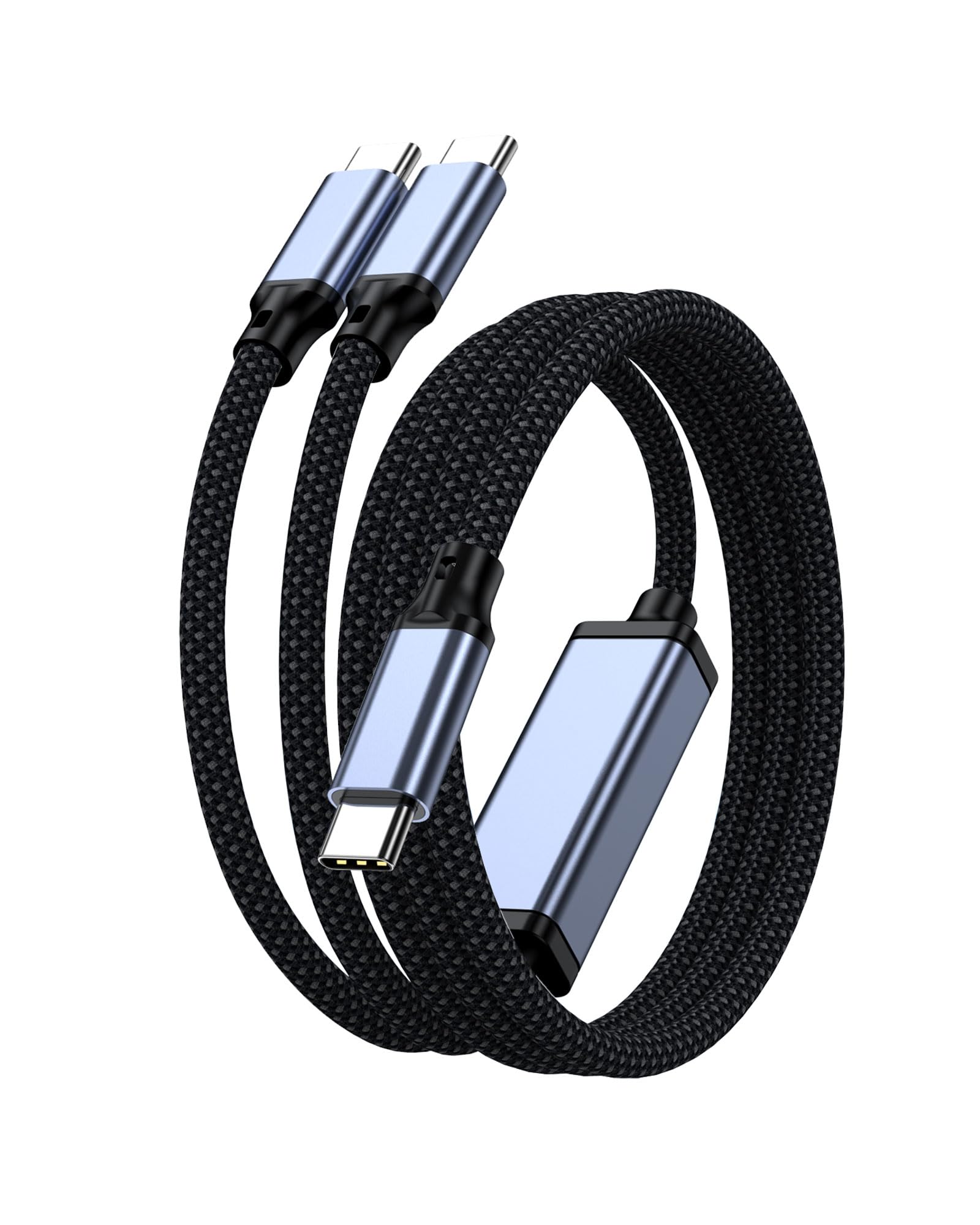 Photo 1 of 2-in-1 USB-C to dual USB-C data cable, 4 feet, maximum charging power 5A/100W, data transfer speed 480Mbps, compatible with iPhone 16/15 series, laptops, iPad, Nintendo Switch, Galaxy series, etc.