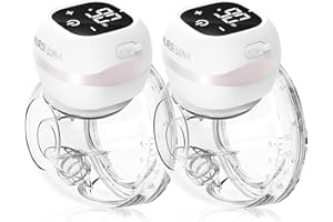 Nursi Luna Breast Pump Hands Free, Double Wearable Breast Pump with 3 Modes & 12 Levels, Smart Touchscreen, Low Noise Portable Wireless Electric Breast Pump with 21/24mm Flange (Pack of 2, Pearl Pink)