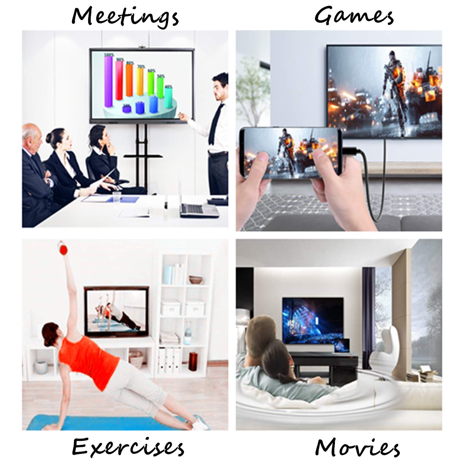 USB C to HDMI Cable 6FT, Weduda USB 3.1 Type C (Thunderbolt 3 Port) to 4K HDMI (2.0/1.4) Cable Male to Male for New MacBook, MacBook pro, iMac, Chromebook Pixel, Galaxy Note 8/S8/S8 Plus