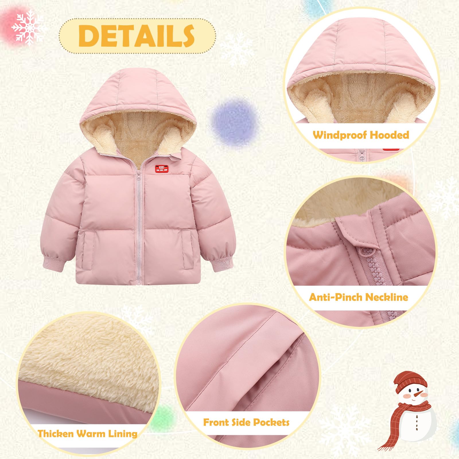 UNICOMIDEA Baby Winter Coat with Hooded Toddler Boys Girls Puffer Jackets for 12M-5T