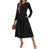 MOLERANI Womens Long Sleeve Casual Dress 2025 Fall Ribbed Knit Sweater Crewneck Midi Wedding Guest Dresses with Pockets