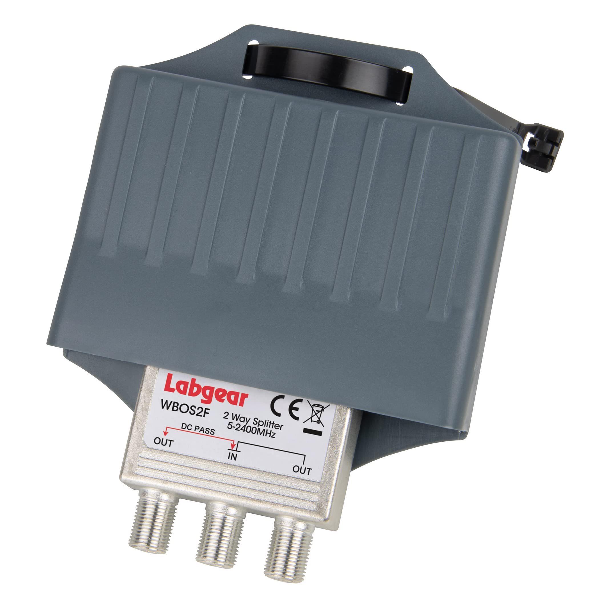 Labgear 2 Way Outdoor Coaxial Cable Splitter, F Type 5-2400MHz, Class A Screened, Weatherproof Box with Zinc Diecast Housing Ideal for Aerial & Satellite Signal Distribution