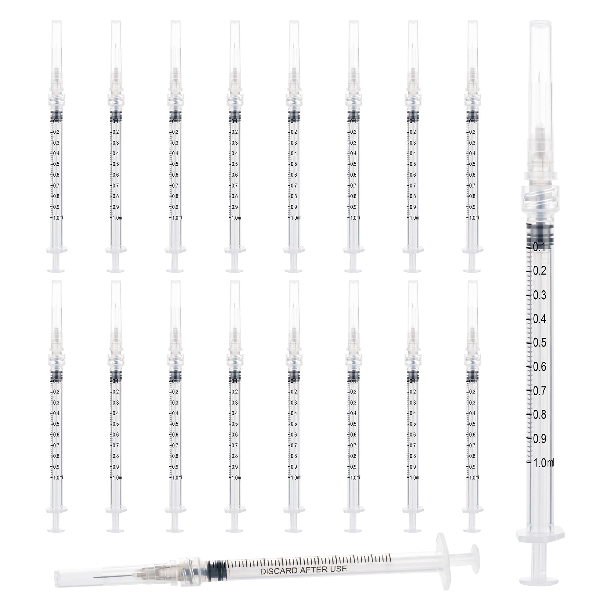 Photo 1 of 100 Pack 1ml 27Ga 13mm Lab Syringe Tools with Measurement, Individually Packed
