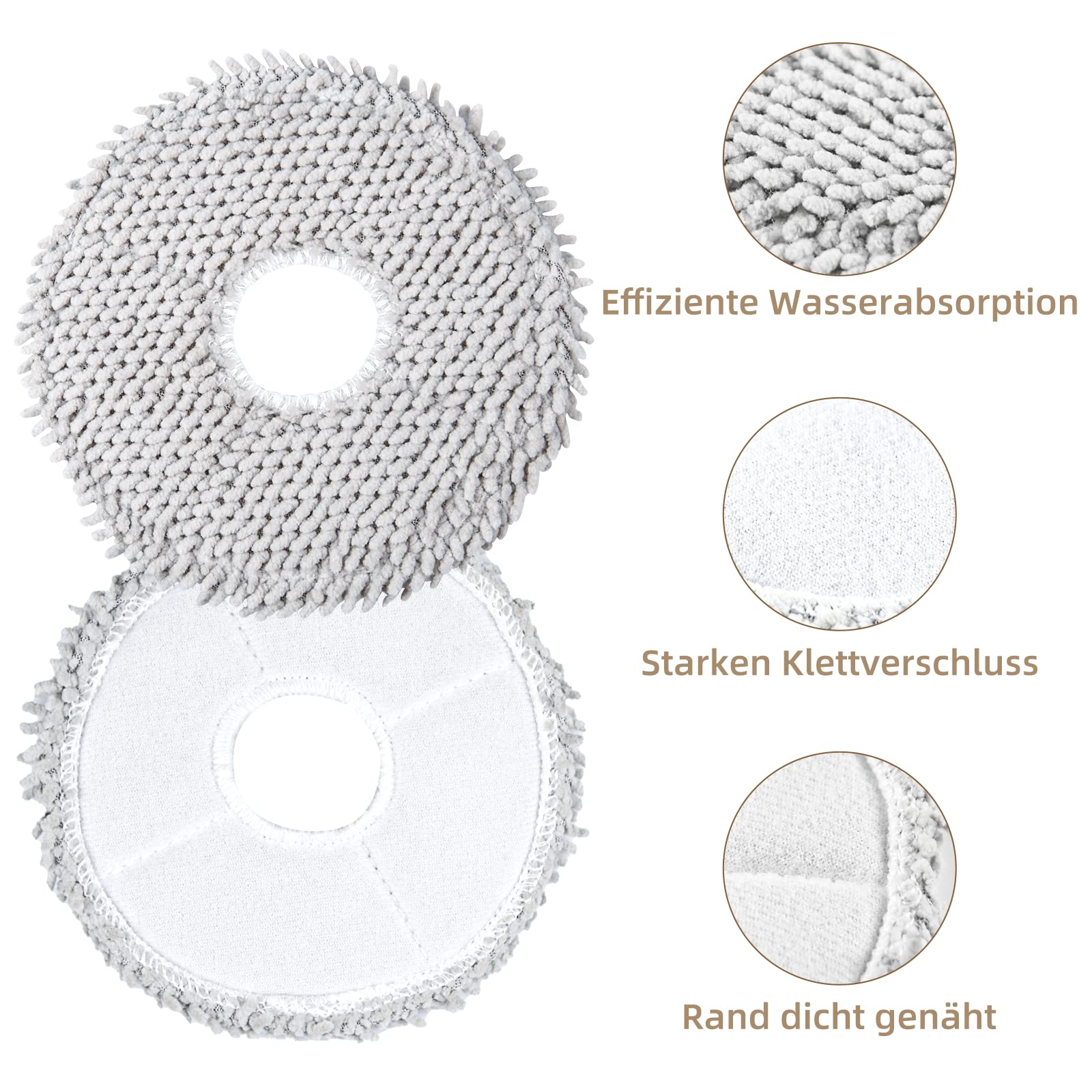 6 Stück Wischtücher für Dreame L10s Ultra Gen 2/Gen 3 /L10s Pro Ultra Heat/L20 Ultra/X40/X50 Ultra Complete Mova E30 Ultra/P50 Pro Ultra & Xiaomi X10+/X20+ Saugroboter, Mikrofaser Wischpad Zubehör 3