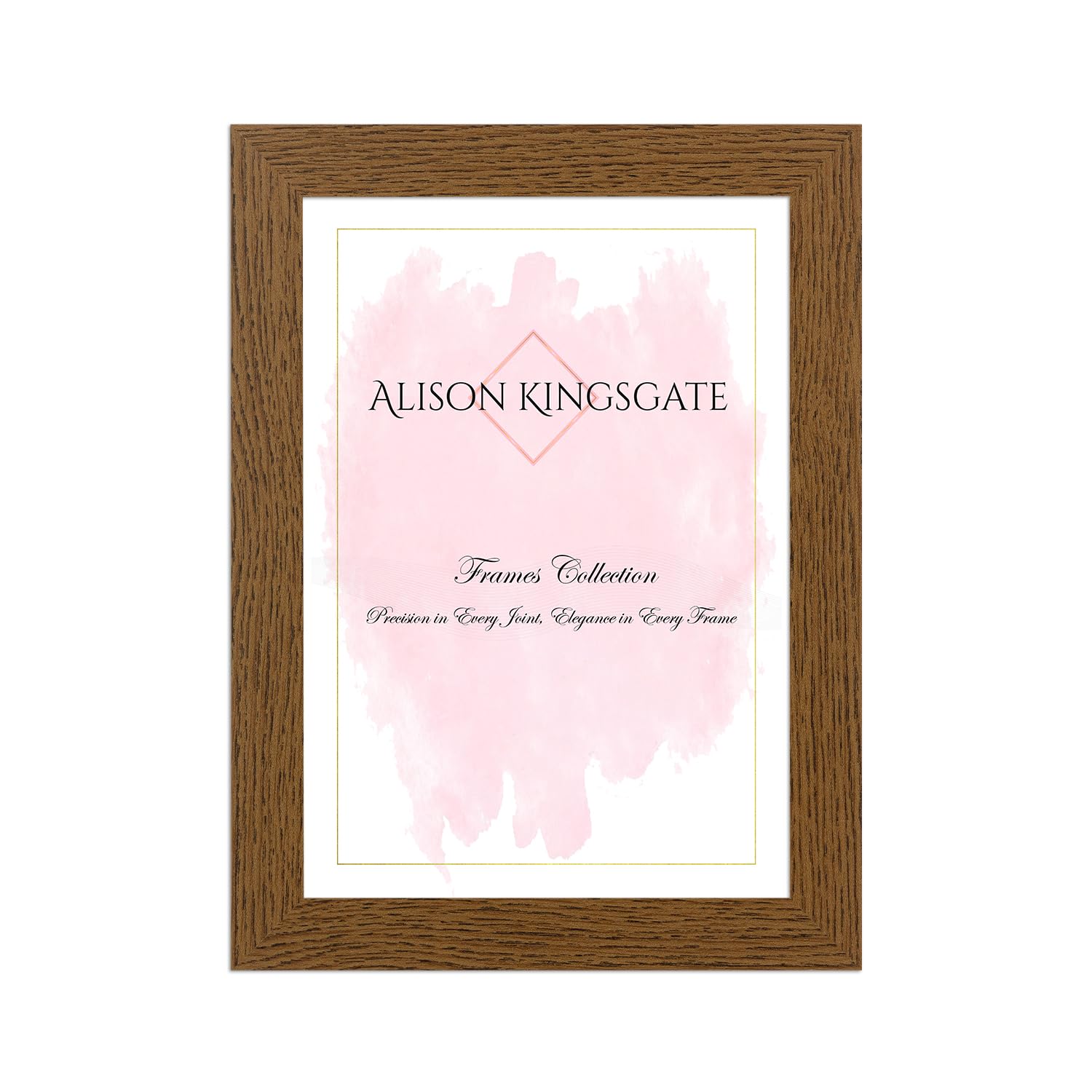 Alison Kingsgate Modern A4 Dark Oak Picture Frame - Engineered Wood Photo Frame with Shatterproof Perspex Front - Ideal for Posters, Certificates & Artwork