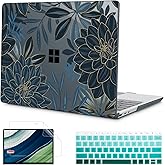 Mektron Case for 13.5" Microsoft Surface Laptop 5/4/3 with Metal Palm Rest Model 1951/1868, 2019/2021/2022 Release Plastic Hard Shell Cover with Screen Protector + Keyboard Cover, Dahlia Flower C035