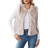 ALSOGO Women's Faux Fur Vest Sleeveless Open Front Fuzzy Jacket Fluffy Coats 2025 Trendy Outerwear Vests