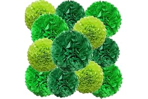 We Moment Green Paper Pom Poms Decorations for Wedding Birthday Green Party Decoration Ceiling Wall Hanging Green Tissue Flowers Decorations 3 Colors（Dark Green, Green, Light Green） 12 Inch, 10 Inch