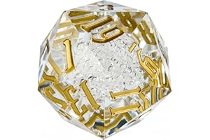 Poludie D20 Single Dice 55mm, 20 Sided DND Dice, Giant D20 D&D Polyhedral Dice Large D20 with Dice Gift Box for Dungeons and Dragons, RPG, MTG Table Games (Transparent Bubbles)