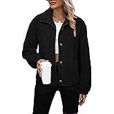 Glamaker Womens Sherpa Fleece Fuzzy Jackets Casual Warm Winter Button Down Long Sleeve Fluffy Coats 2025 Fall With Pockets