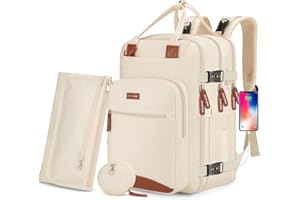 Diaper Bag Backpack,BAGPARKK Multi function Baby Bag with Portable Changing Pad, Pacifier Holder,Waterproof Diaper Bags with USB Charging Port,Anti-Theft Travel Backpack for Mom, Dad, Newborn (Beige)