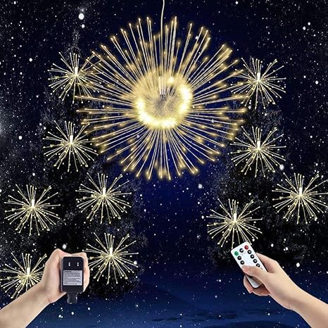 Fuochi D Artificio Luminose Filo Di Rame Luci Led Starburst Catene Luminose Illuminazione Speciale 8 Modalita Con Telecomando Per Feste Pergole Matrimonio Giardino Decorazione Bianco Caldo 1pcs Amazon It Illuminazione