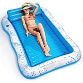 Inflatable Adult Pool Lounger Float - BAIAI Large Beach Sun Tanning Floats Raft Sunbathing Water Lounge Floaties Tub with Drink Holder - Blow Up River &amp; Lake Suntan Floating Swimming Mattress Mat