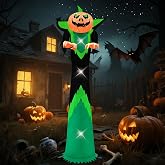 DAHAKII 12ft Halloween Inflatable Decor with LED Lights Outdoor Blow up Decor Inflatables for Halloween/Yard/Lwan/Garden Outside Decor (12ft Black Pumpkin)