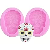 HengKe 2 Piece funny Skull Silicone Moulds for Cake Decoration, Sugarcraft, Cupcake Topper, Soap,Crafting Projects, Cookie Decor, Jewelry,Chocolate, Pastry, Polymer Clay, Epoxy Resin