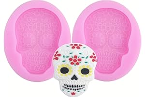 HengKe 2 Piece funny Skull Silicone Moulds for Cake Decoration, Sugarcraft, Cupcake Topper, Soap,Crafting Projects, Cookie Decor, Jewelry,Chocolate, Pastry, Polymer Clay, Epoxy Resin
