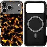 Marosoniy Magnetic Case for iPhone 17 Pro Max Case Compatible with MagSafe, Hybrid 2-Layer Hard Shell + Silicone Protective Case Slim Shockproof Stylish Phone Cover 6.9" (Tortoise Shell)