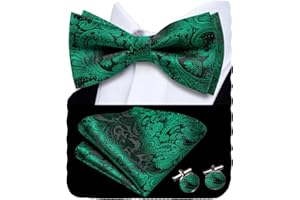 Hi-Tie Bow Ties for Men Pre-Tied Adjustable Silk Bowties Lapel Pin Pocket Square Set for Wedding Party