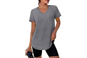XIEERDUO Womens Workout Tops Short Sleeve Shirts Sun Protection UPF 50+ Quick Dry Outfits for Hiking Running V Neck S-3XL