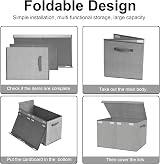VERONLY Large Foldable Toy Box Chest with Lid 24.5x13x16 Linen Grey view 7
