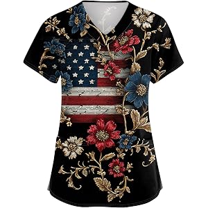 Halloween Scrub Tops Women Print Plus Size Scrubs for Women,Stretchy Pediatric Nursing Uniforms Shirts with Pockets
