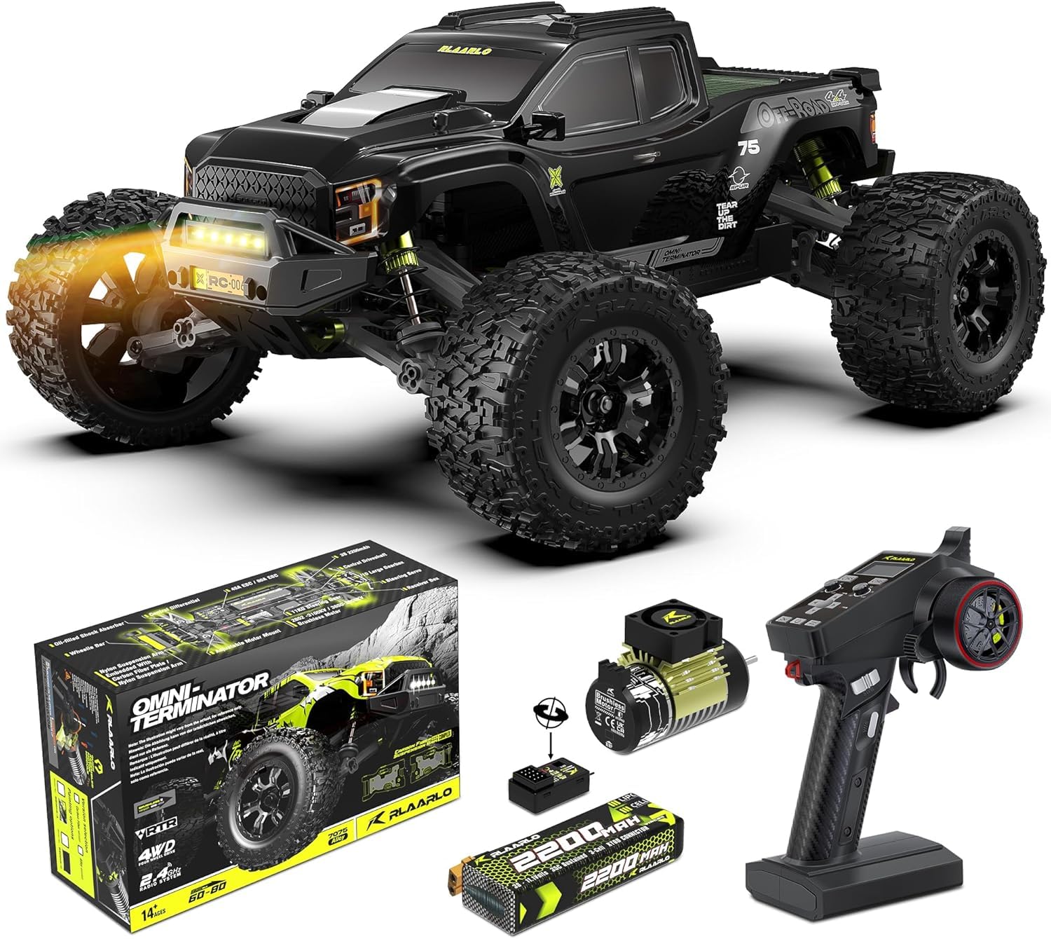 Photo 1 of RIAARIO 1/10 Brushless RC Cars, Monster Truck, 50+ MPH, 4WD, Waterproof, Carbon Fiber, Black, Ages 8+