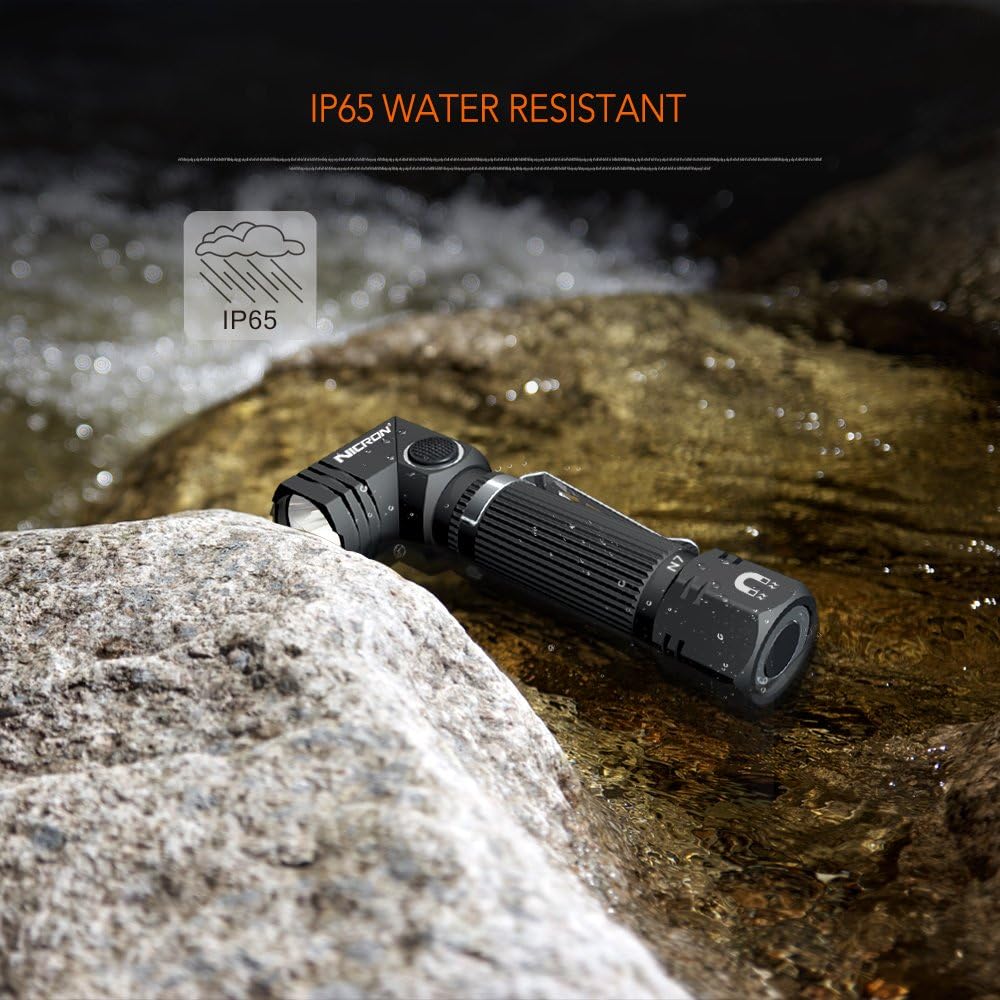 Flashlight, NICRON N7 600 Lumens Tactical Flashlight, 90 Degree Mini Flashlight Ip65 Waterproof Led Flashlight 4 Modes- Best High Lumens are for Camping, Outdoor, Hiking （Not Including Batteries）Gift - - 