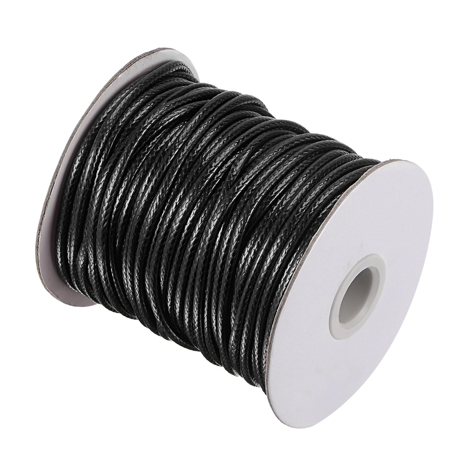 CoCud Waxed Polyester String Cord, 42 Yards 39m Length 3mm Dia, Soft Smooth Beading Thread Black - (Applications: for DIY Craft)
