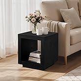 COVLON Wood End Table, 2 Tiers Square Side Table, 17.75 Inch Modern Accent Table Nightstand for Living Room, Bedroom, Office,