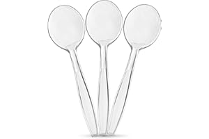 Plasticpro Clear Plastic Soup Spoons Disposable Cutlery Medium Weight Utensils 100 Count