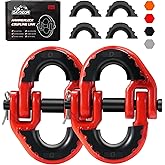 DAYDOOR 1/2" Trailer Safety Chain Hooks,G80 Safety Chain Shackle,12000 lbs Loading Tow Chain Connector, Tow Hitch Hammerlock Coupling Link with Rubber Isolators for Trucks,Trailers(2-Pack)(Red)