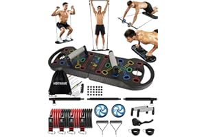 HOTWAVE Portable Exercise Equipment with 16 Gym Accessories.20 in 1 Push Up Board Fitness,Resistance Bands with Ab Roller Wheel,Home Workout for Men