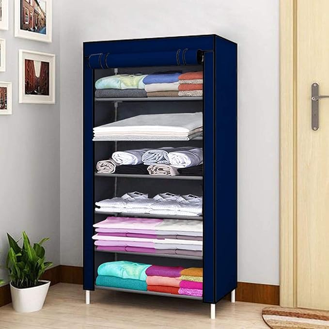 Zemic DustProof Foldable Portable NonWoven Fabric Collapsible Storage Wardrobe with 6 Shelves